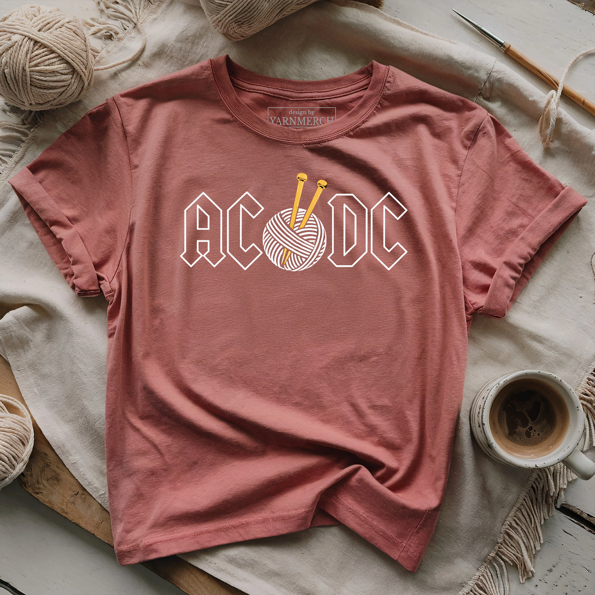 AC DC Knitting Rocks T-shirt