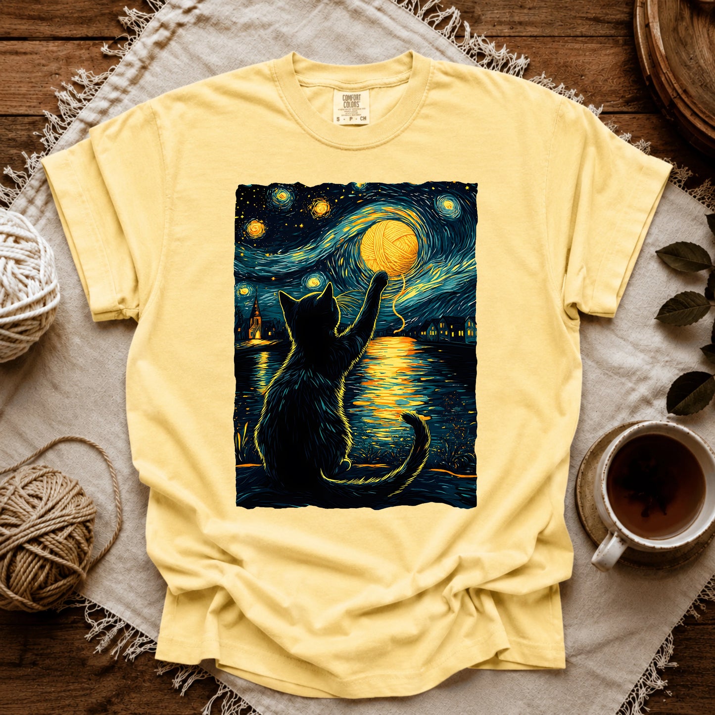 Comfort Colors Starry Night Yarn Cat T-shirt