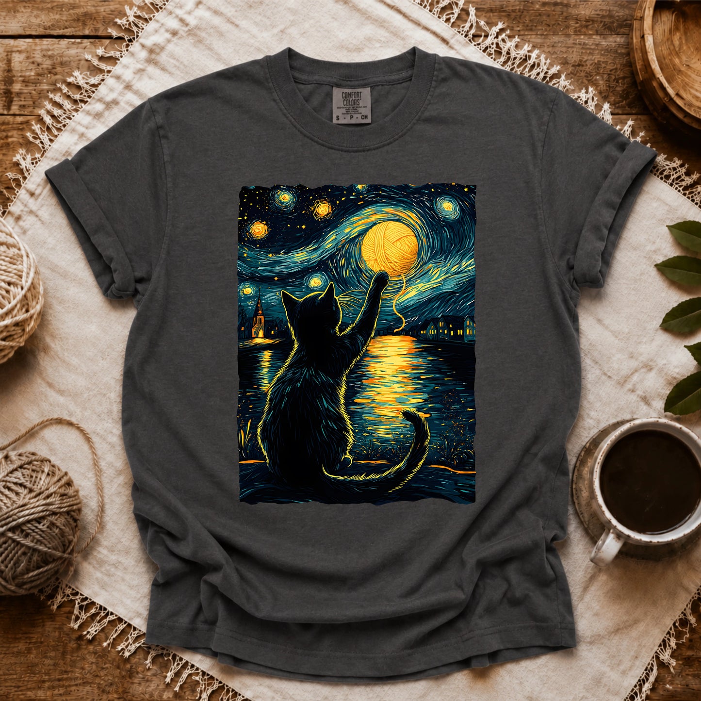 Comfort Colors Starry Night Yarn Cat T-shirt