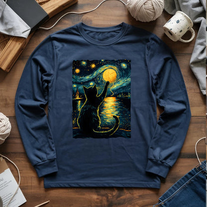 Starry Night Yarn Cat Long Sleeve T-shirt