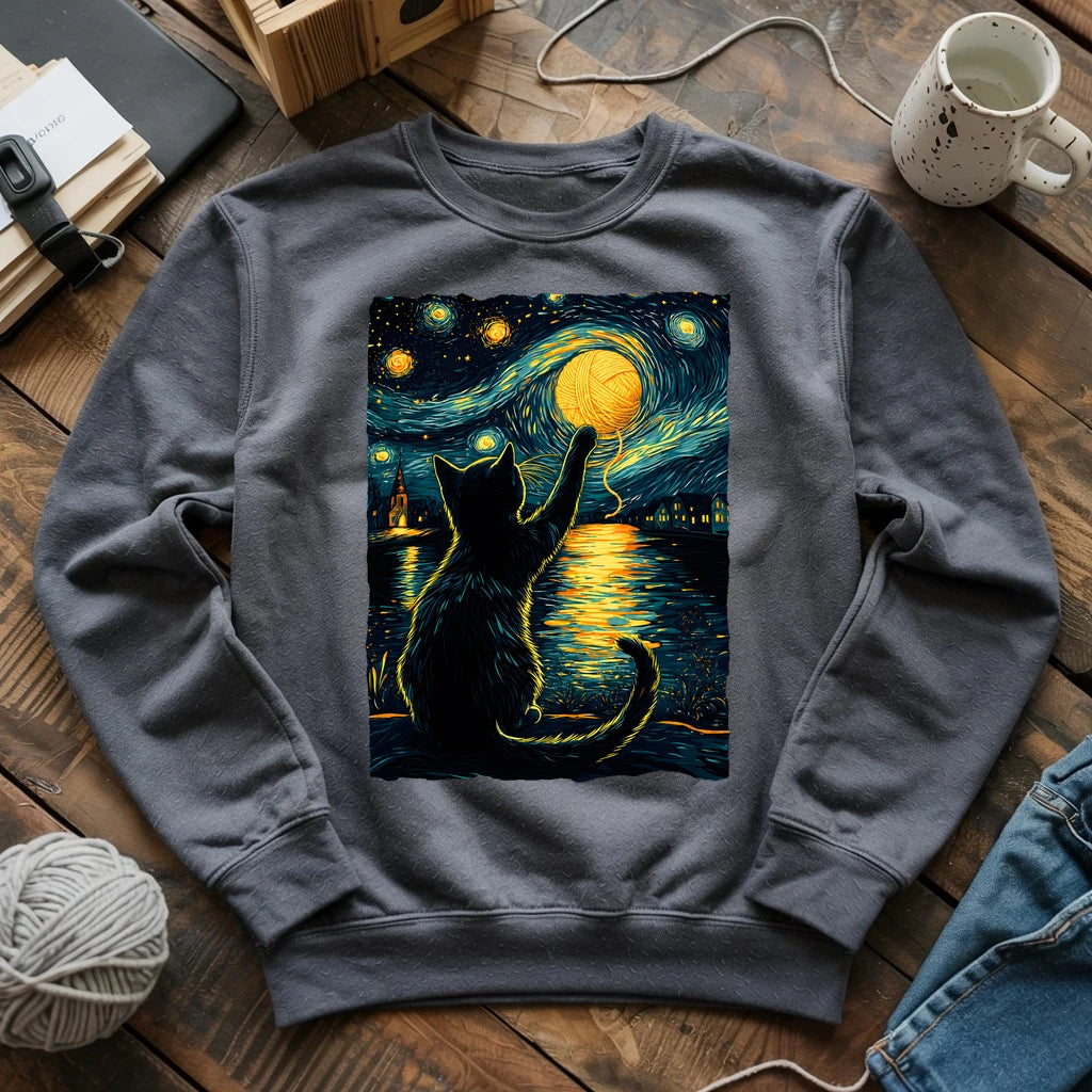 Starry Night Yarn Cat Sweatshirt