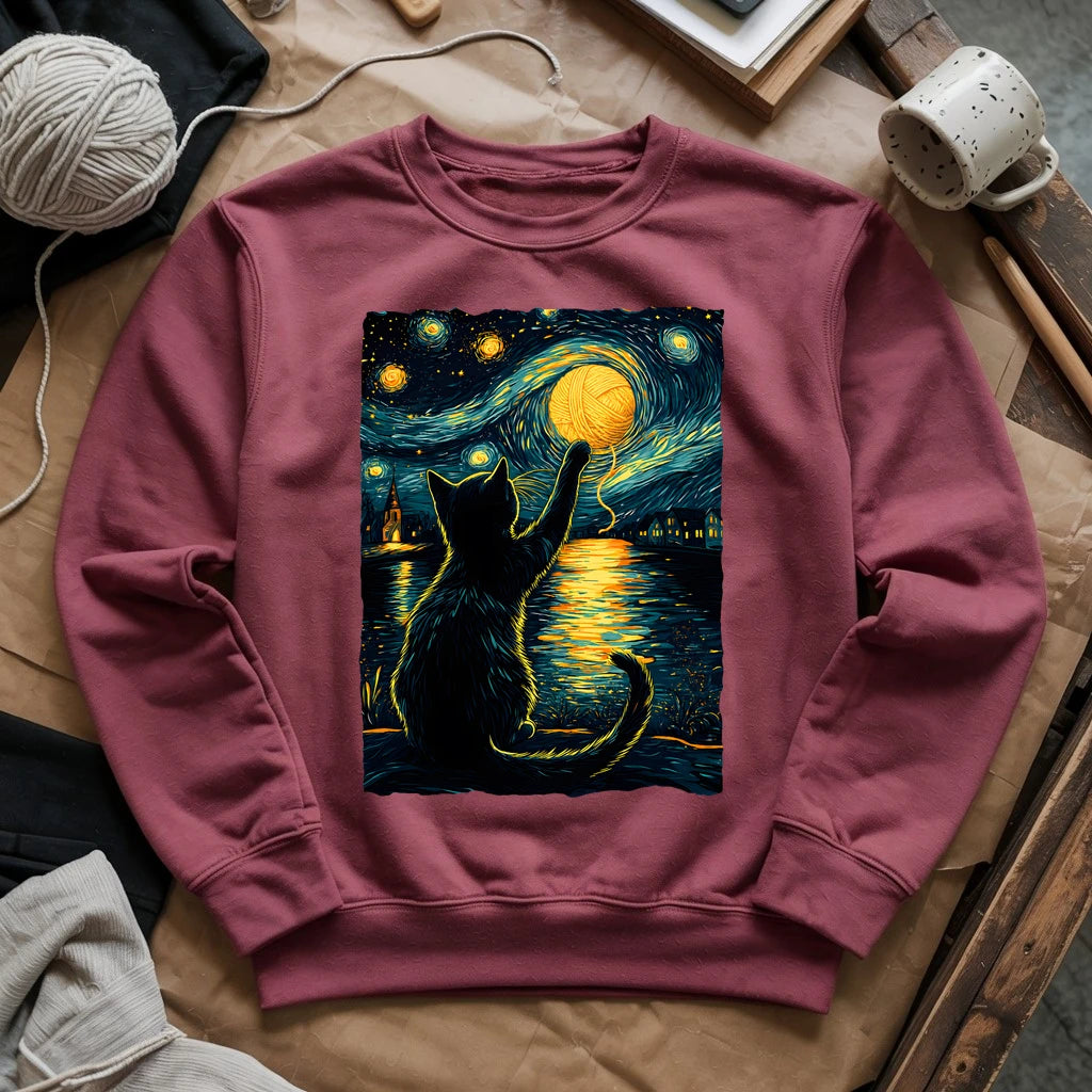 Starry Night Yarn Cat Sweatshirt