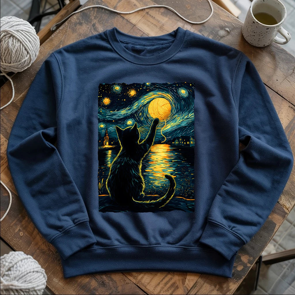 Starry Night Yarn Cat Sweatshirt