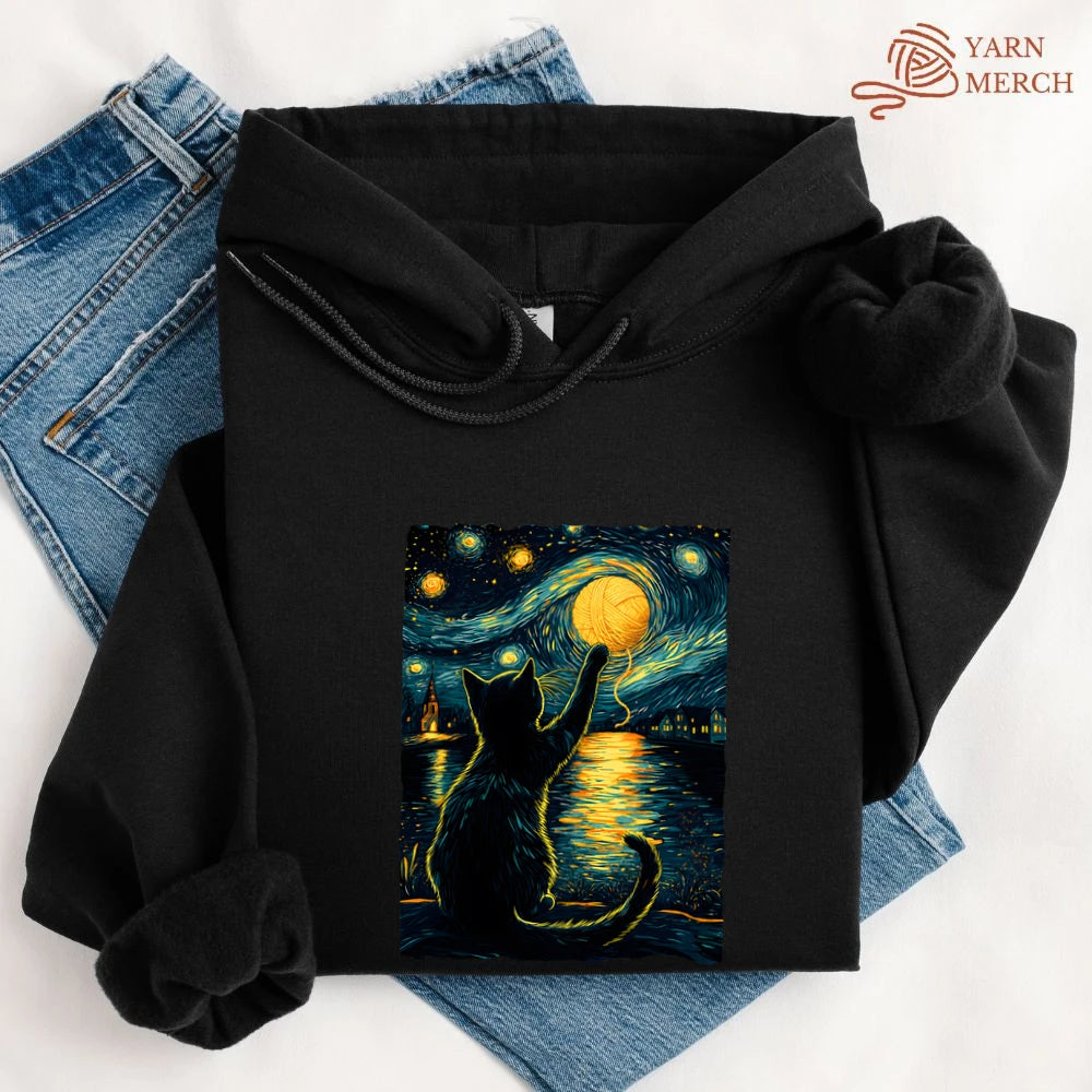 Starry Night Yarn Cat Hoodie