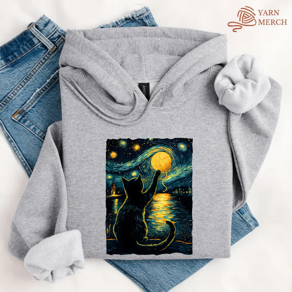 Starry Night Yarn Cat Hoodie