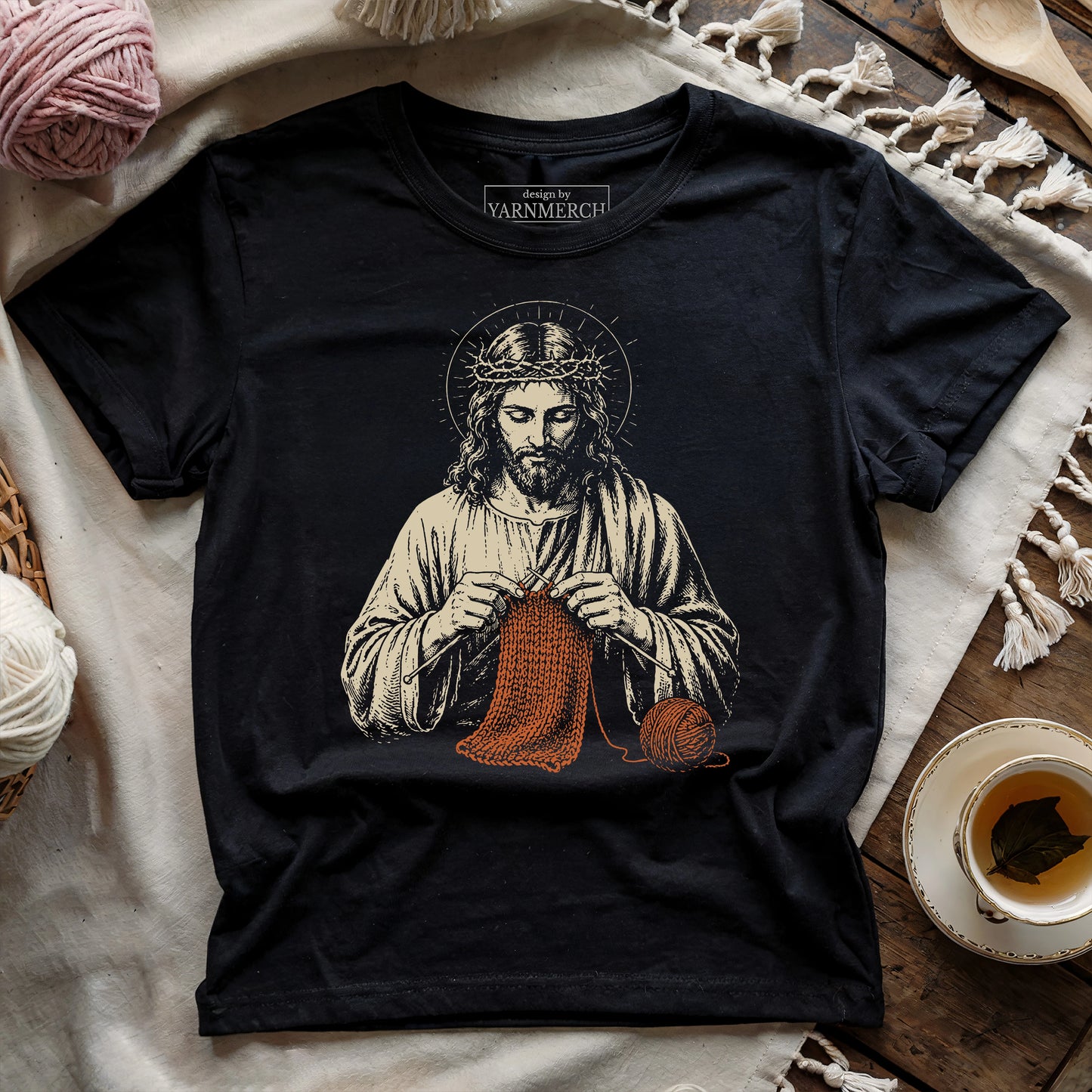 Jesus Knitting T-shirt