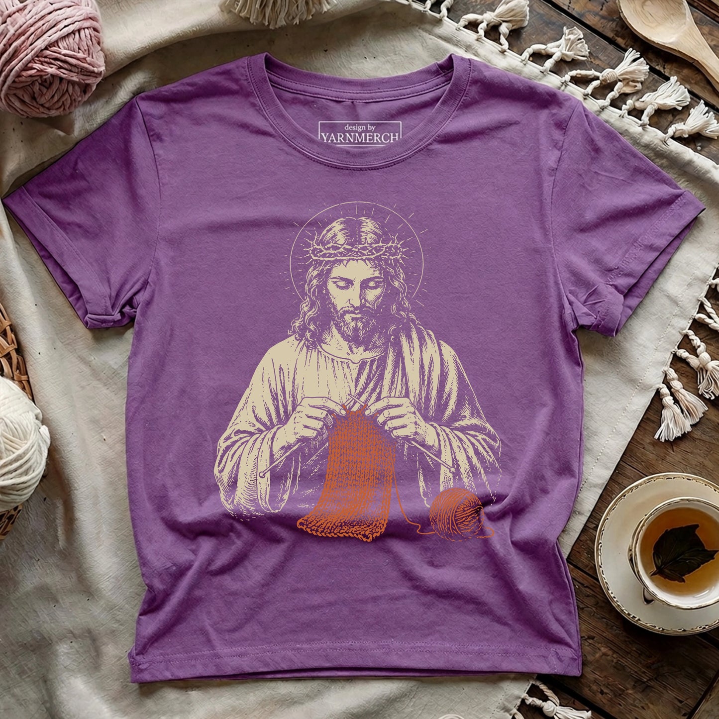 Jesus Knitting T-shirt