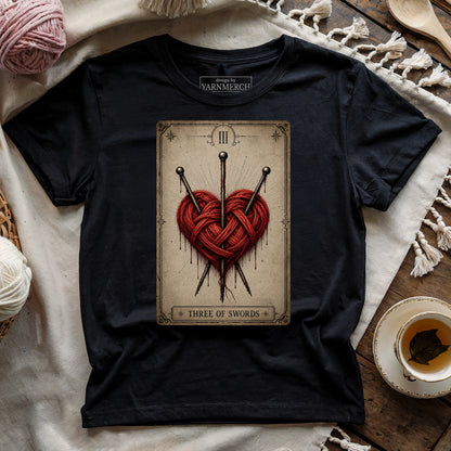 Three of Swords Knitting Tarot T-shirt