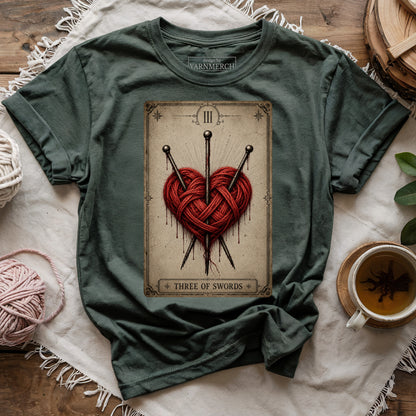 Three of Swords Knitting Tarot T-shirt