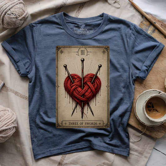 Three of Swords Knitting Tarot T-shirt