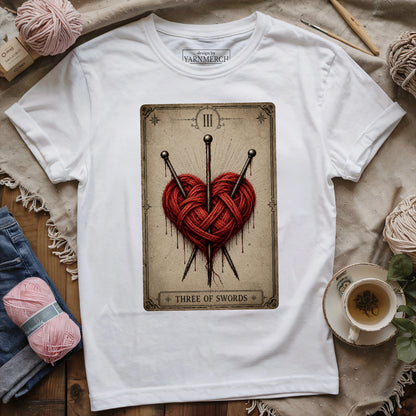 Three of Swords Knitting Tarot T-shirt