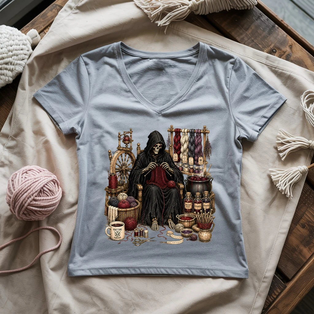 Knitting Devil Lady V-neck