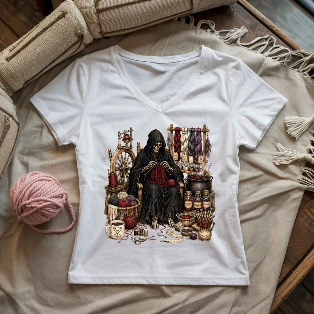 Knitting Devil Lady V-neck