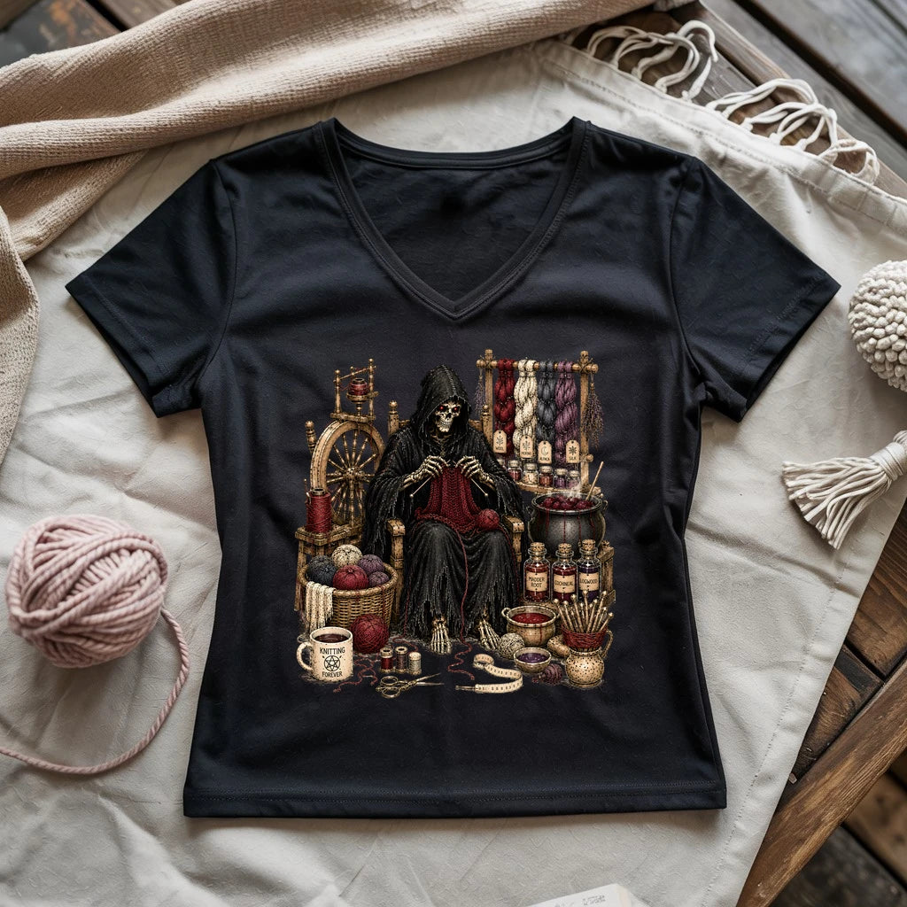 Knitting Devil Lady V-neck