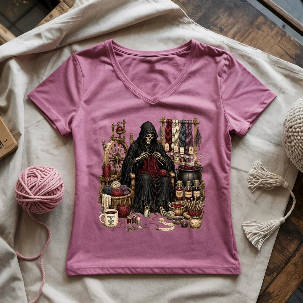Knitting Devil Lady V-neck