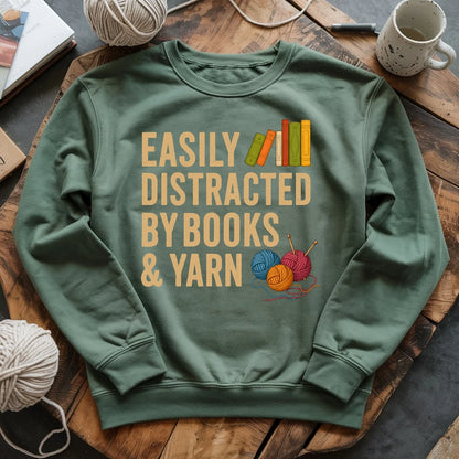 Easily Distracted by Books & Yarn Sweatshirt