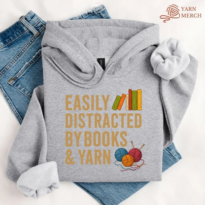 Easily Distracted by Books & Yarn Hoodie
