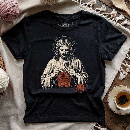 Jesus Crocheting T-shirt