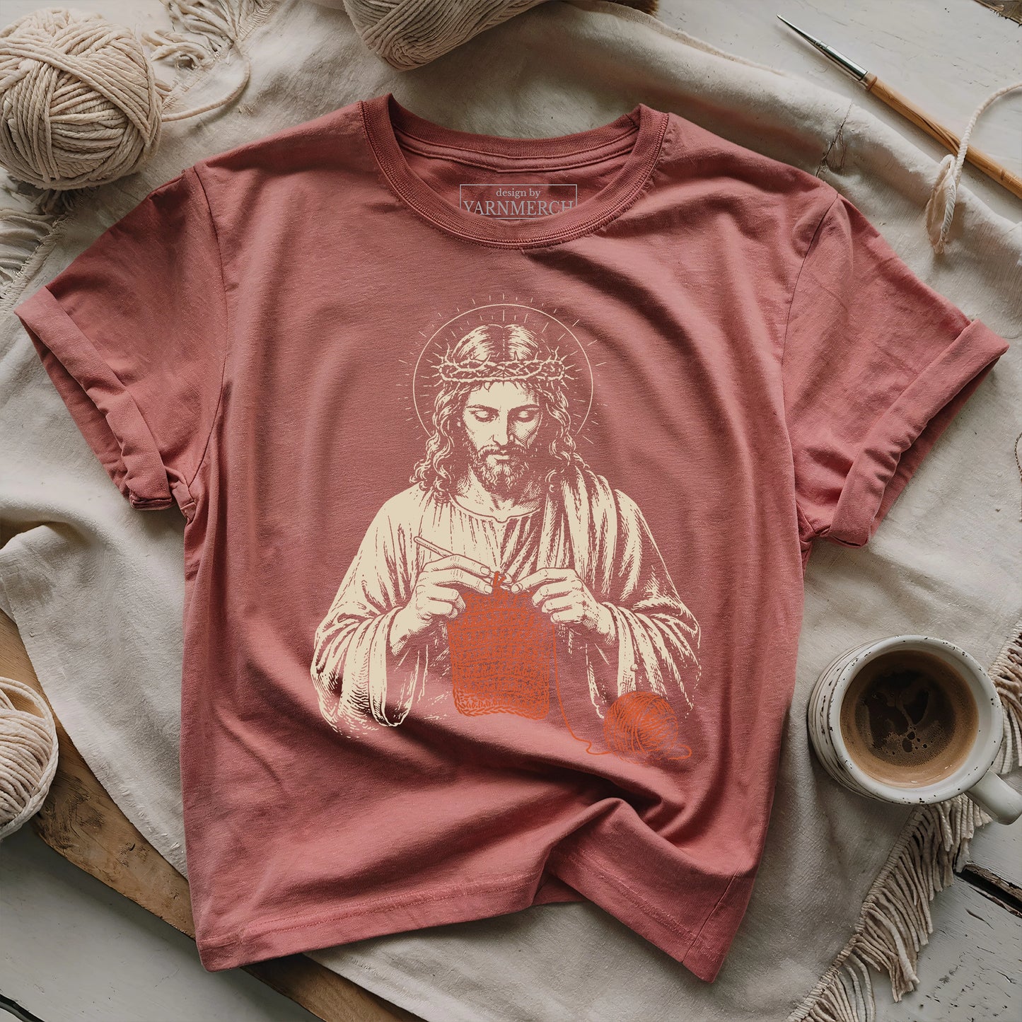 Jesus Crocheting T-shirt