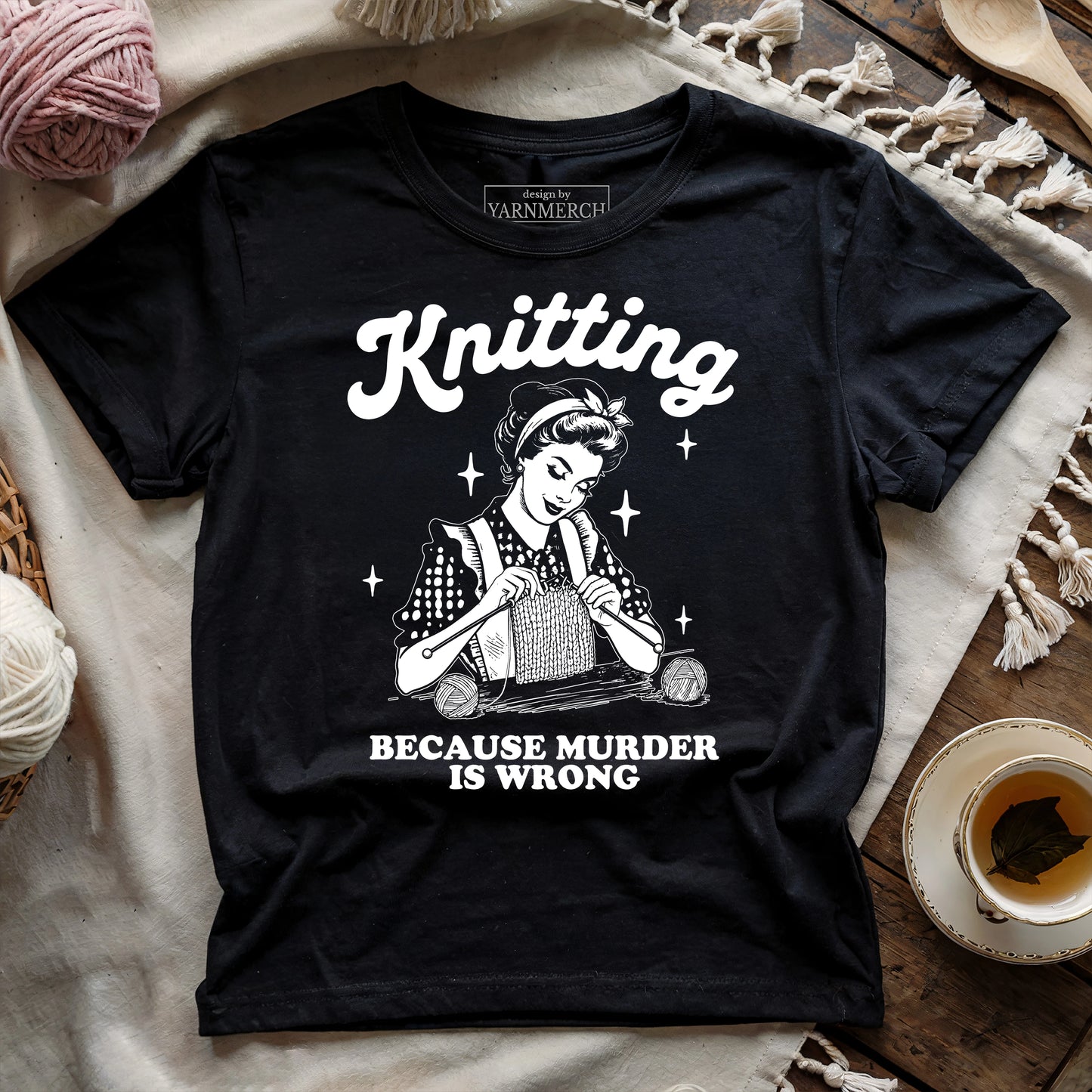 Knitting Not Murder T-shirt