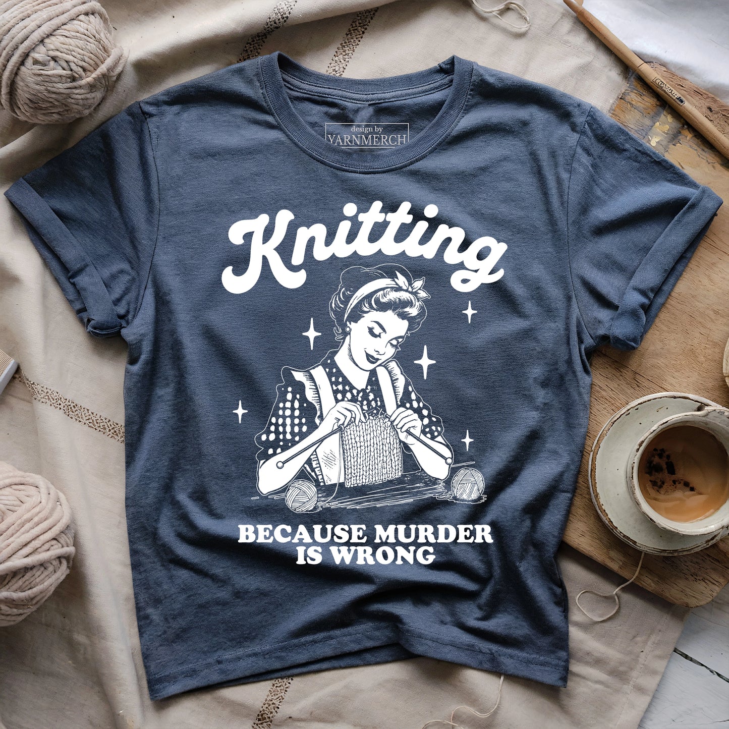 Knitting Not Murder T-shirt