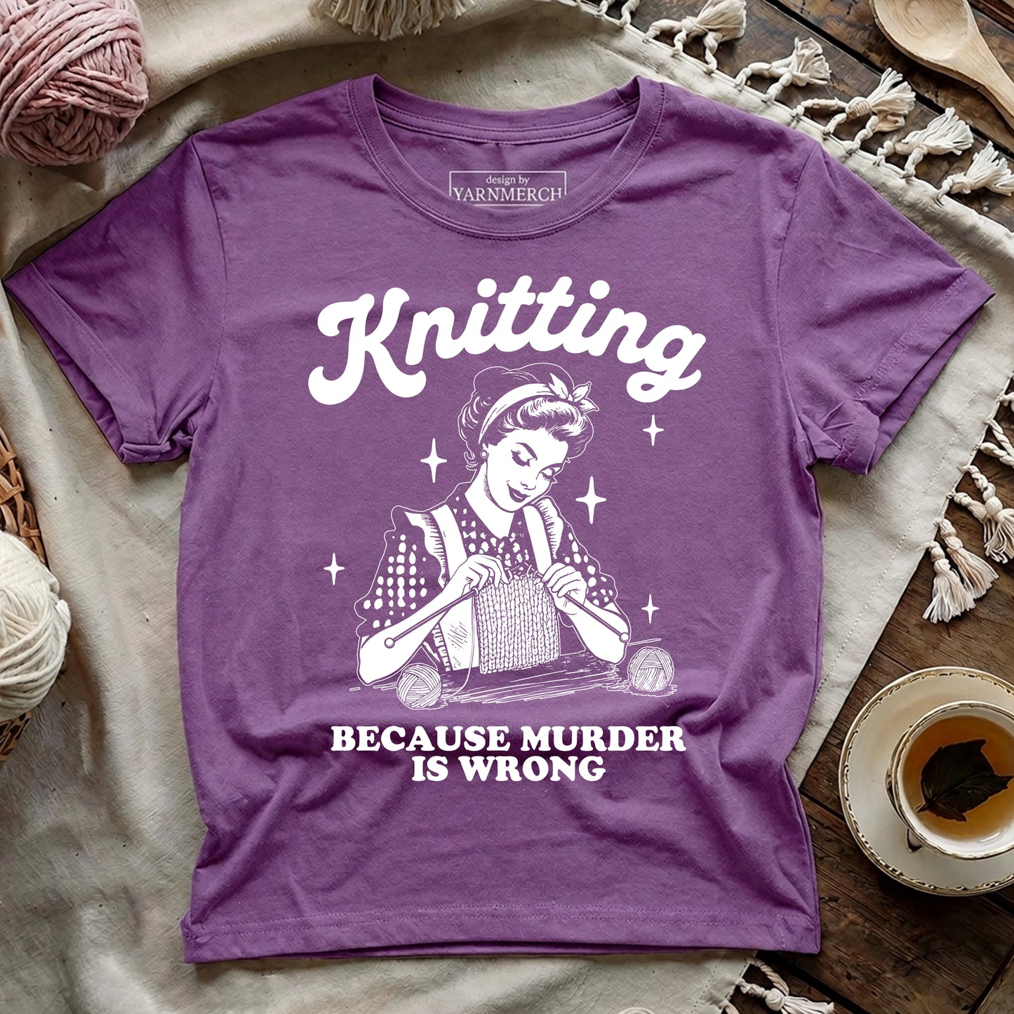 Knitting Not Murder T-shirt