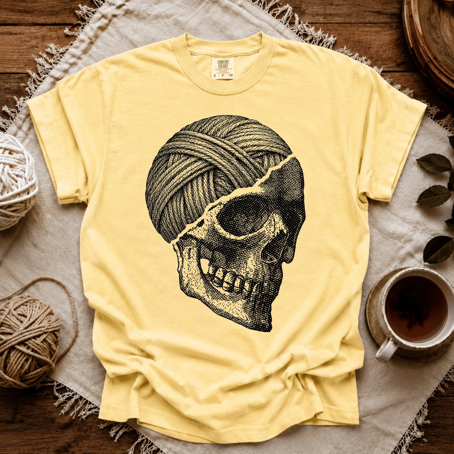 Comfort Colors Yarn Skull Brain T-shirt