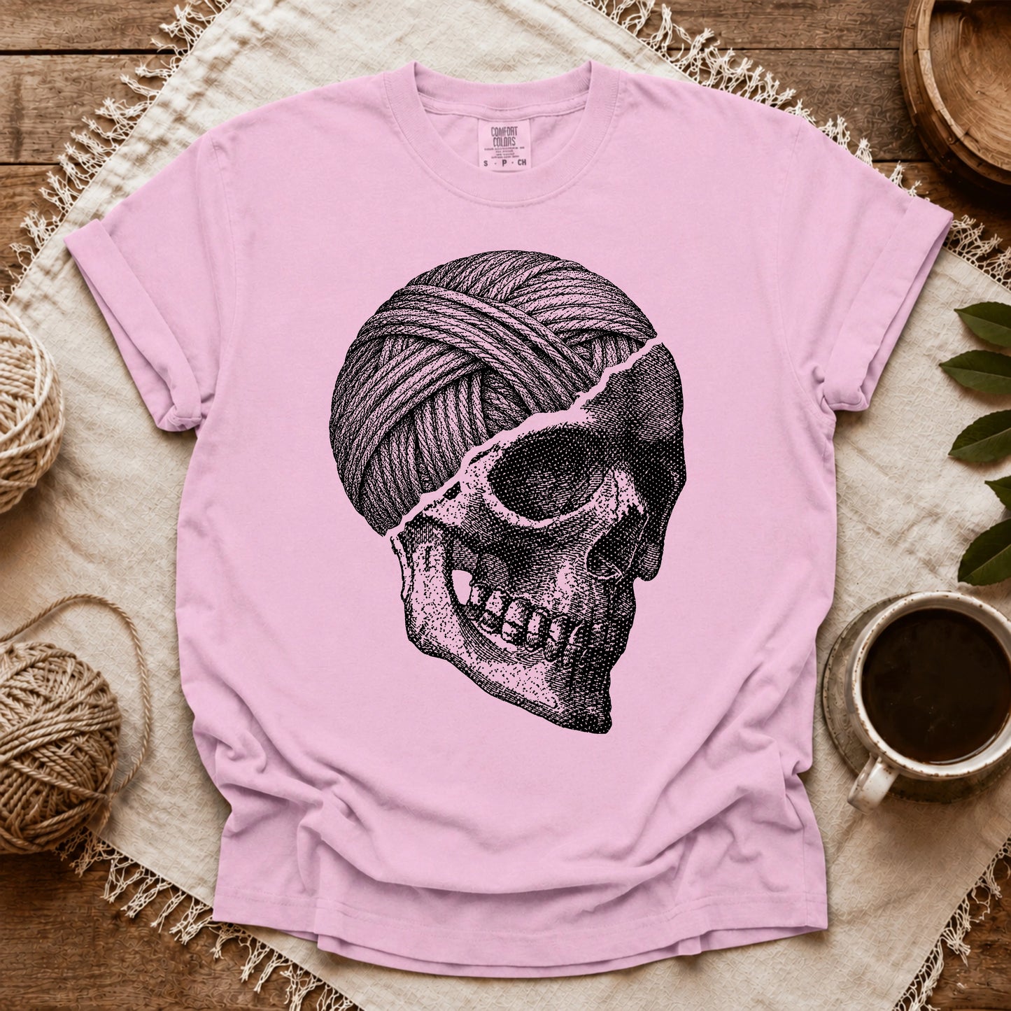 Comfort Colors Yarn Skull Brain T-shirt