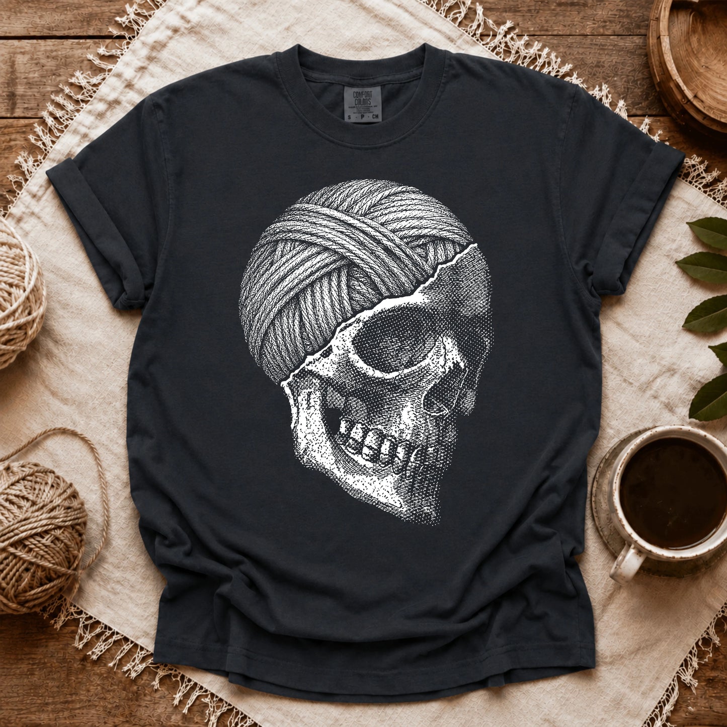 Comfort Colors Yarn Skull Brain T-shirt