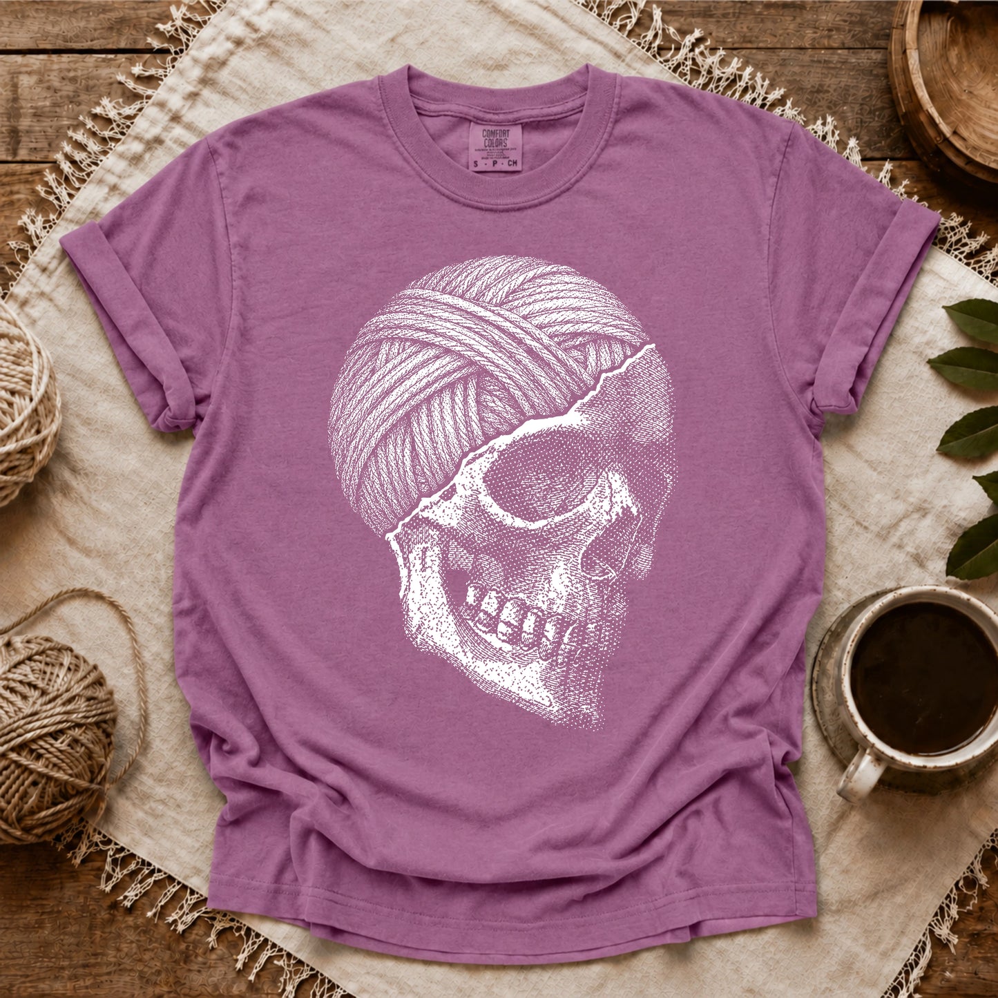 Comfort Colors Yarn Skull Brain T-shirt