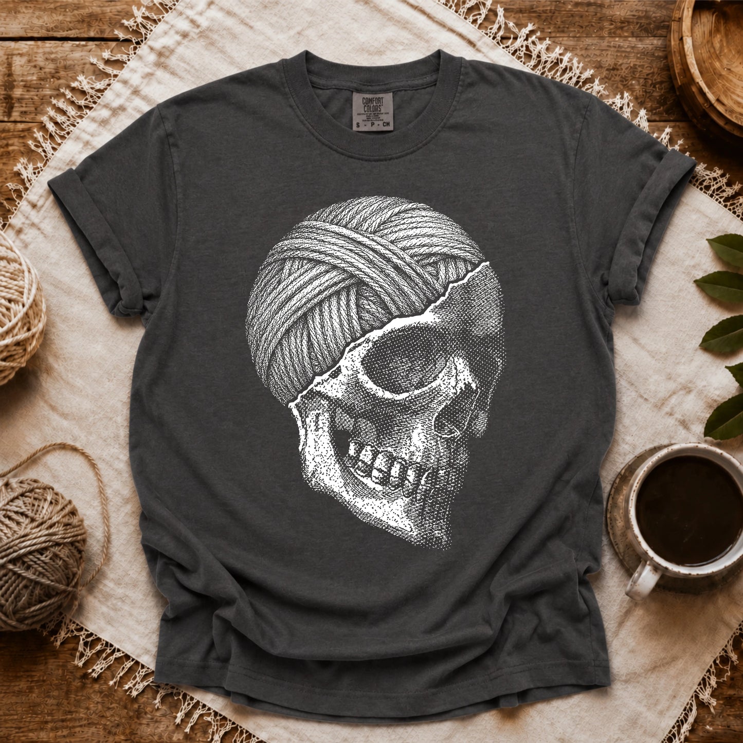 Comfort Colors Yarn Skull Brain T-shirt