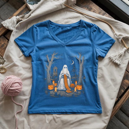 Ghostly Knitter Lady V-neck