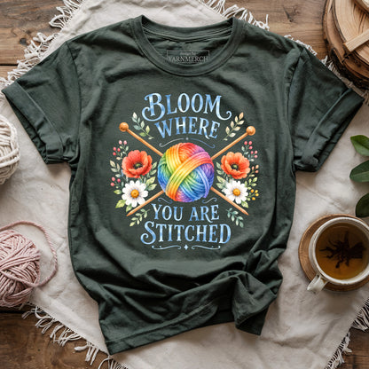 Bloom Where You Are Stitched T-shirt