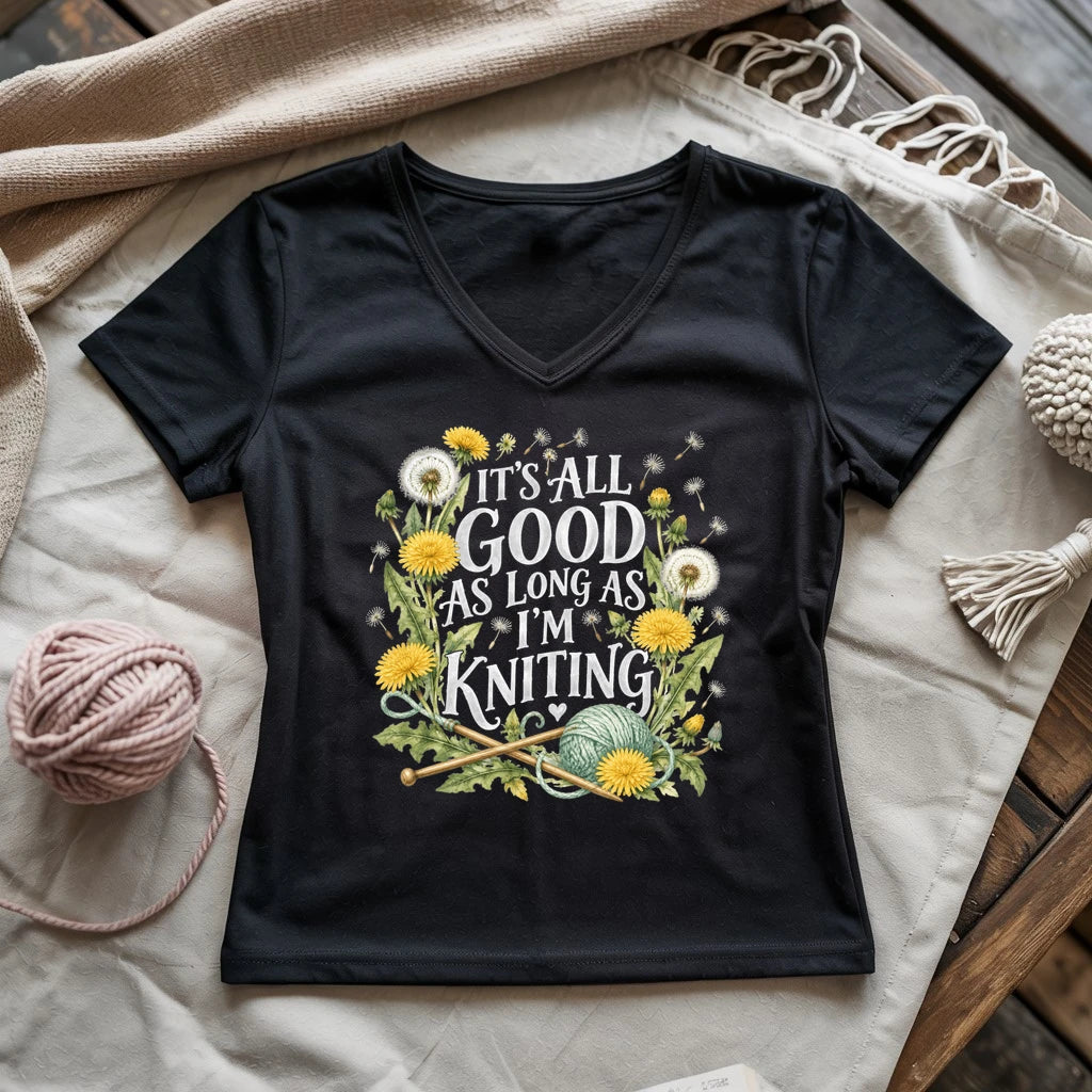 It’s All Good As Long As I’m Knitting Lady V-neck
