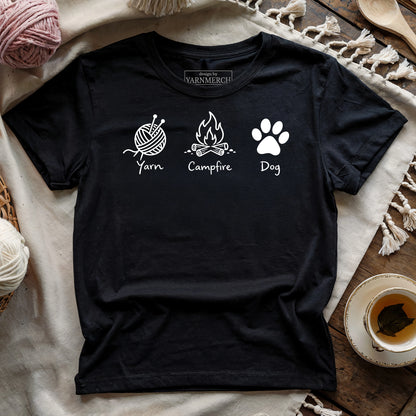 Yarn, Campfire & Dogs T-shirt