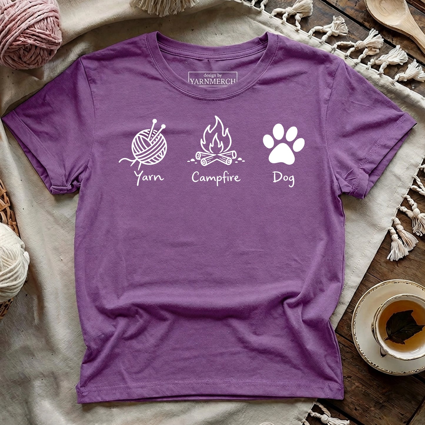 Yarn, Campfire & Dogs T-shirt