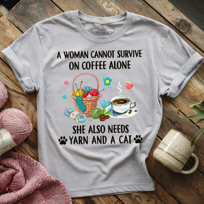 Coffee, Yarn & Cat Love T-shirt