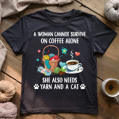 Coffee, Yarn & Cat Love T-shirt