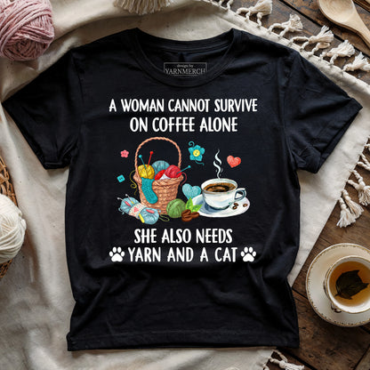 Coffee, Yarn & Cat Love T-shirt