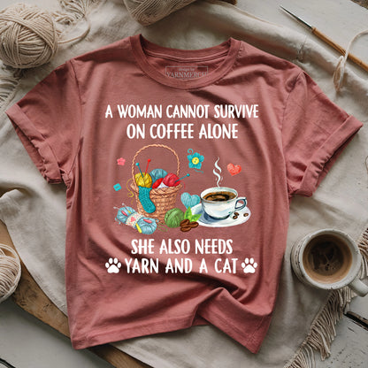 Coffee, Yarn & Cat Love T-shirt
