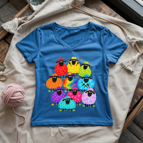 Rainbow Woolies Lady V-neck
