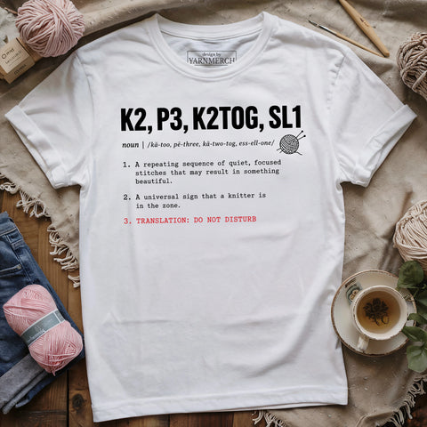 K2, P3, K2TOG, SL1 T-shirt