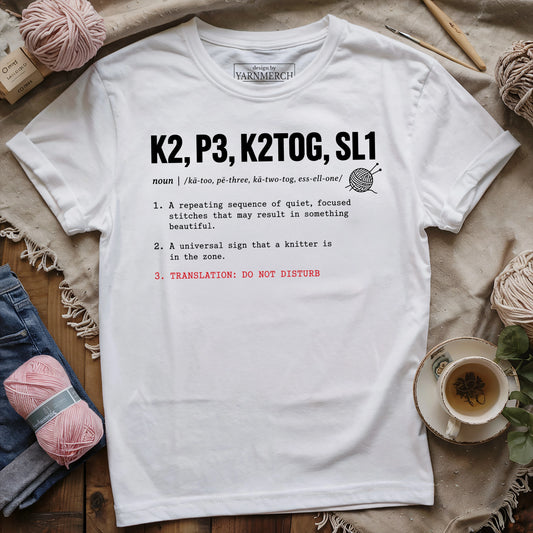 K2, P3, K2TOG, SL1 T-shirt