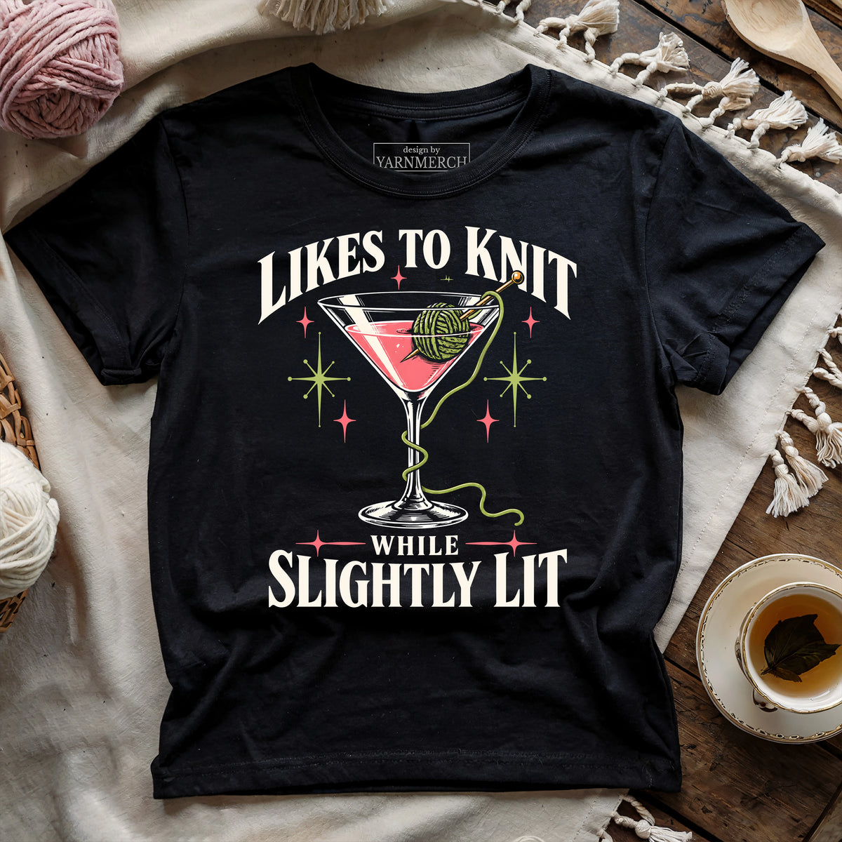 Likes To Knit While Slightly Lit T-shirt
