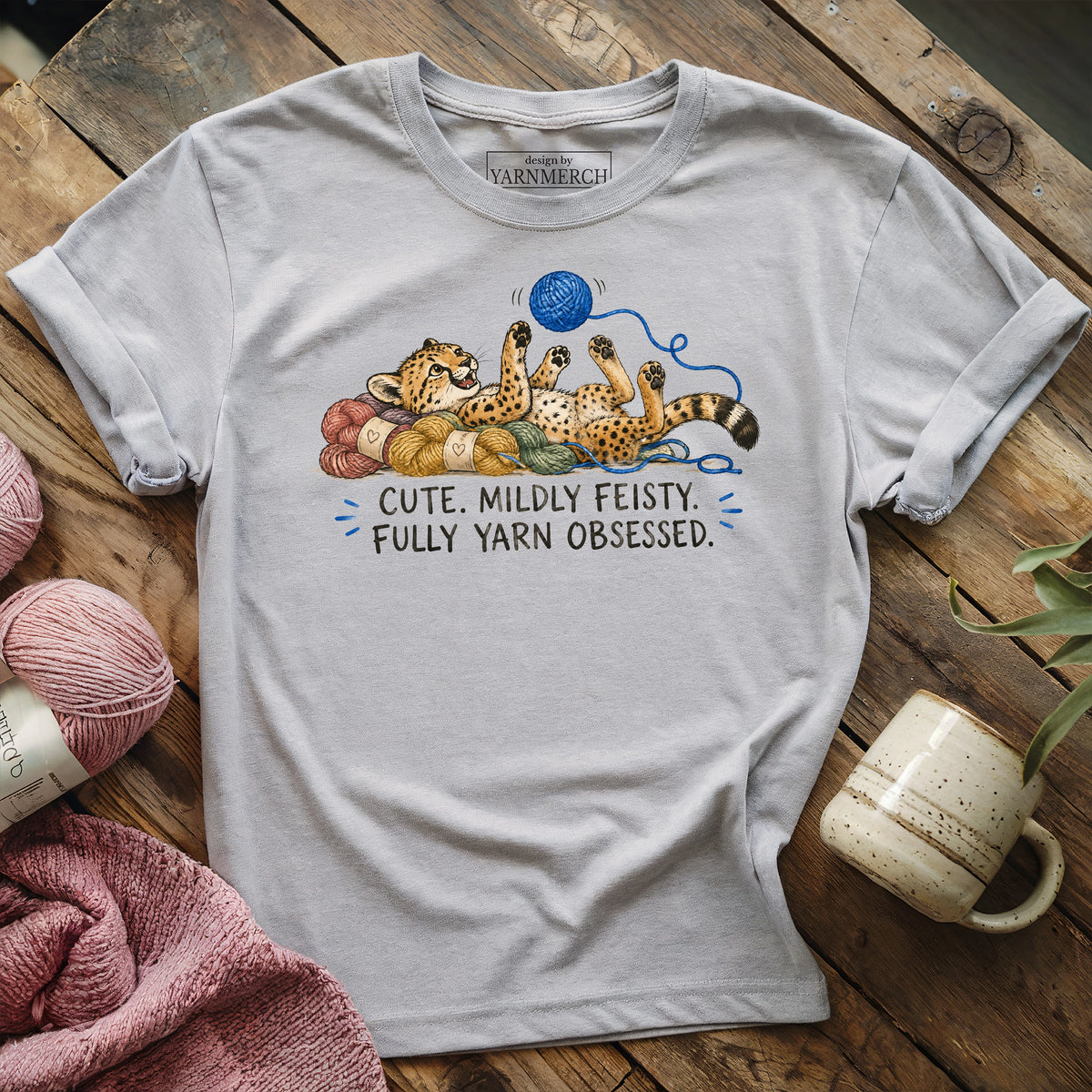 Feisty & Yarn Obsessed Cheetah T-shirt