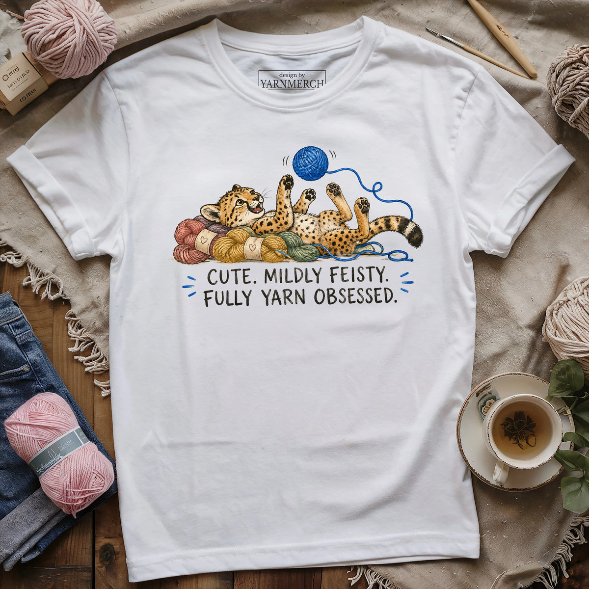 Feisty & Yarn Obsessed Cheetah T-shirt