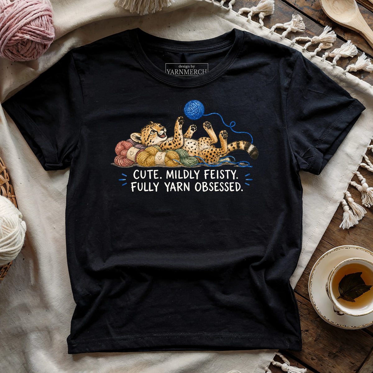 Feisty & Yarn Obsessed Cheetah T-shirt