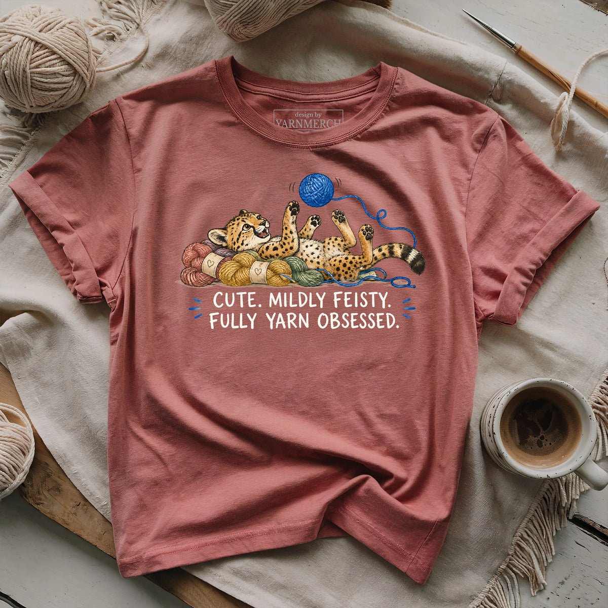 Feisty & Yarn Obsessed Cheetah T-shirt