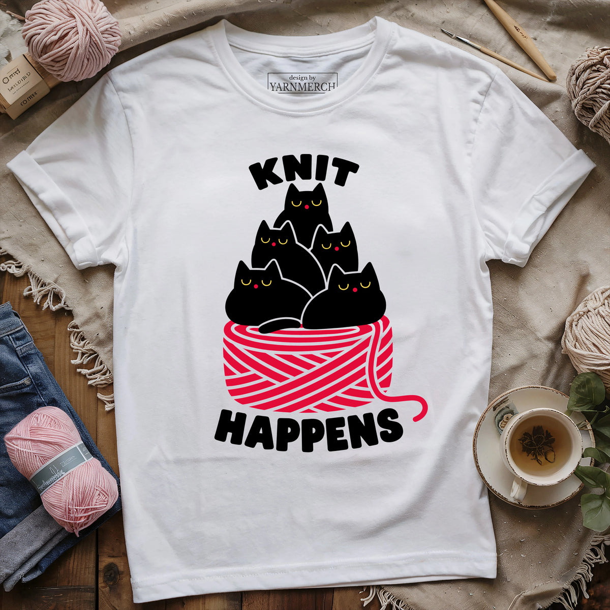 The "Knit Happens" Cat Pile T-shirt