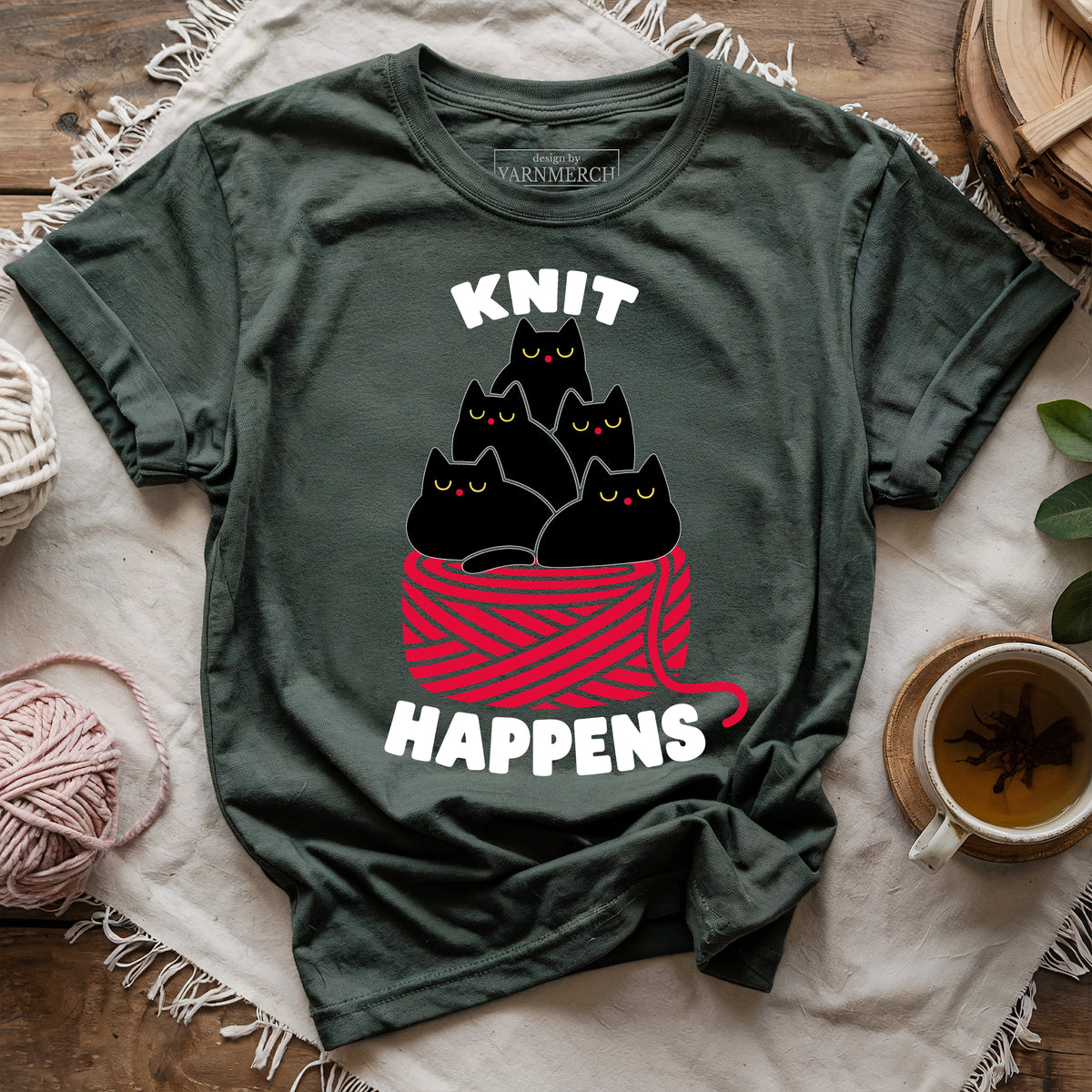 The "Knit Happens" Cat Pile T-shirt
